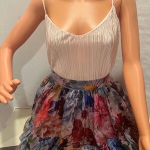 Mi Ami for Francesca’s XS Floral Ruffled/Floppy Mini Skirt Fully Lined NWOT